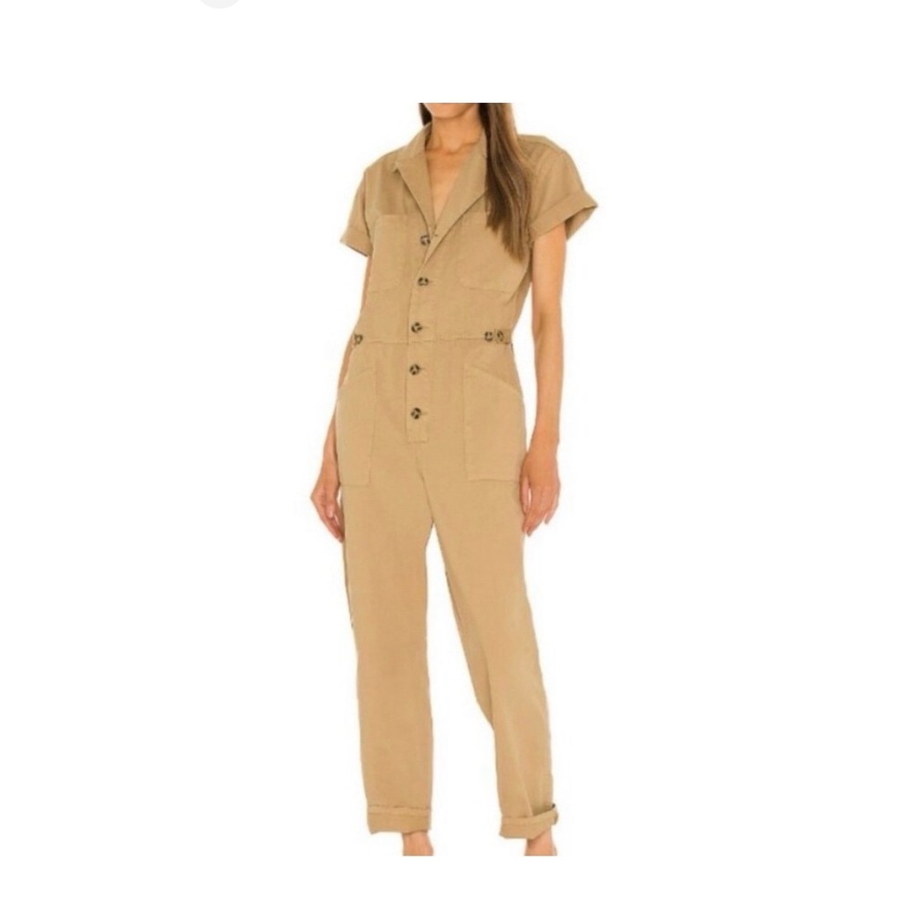 PISTOLA New Grover Utility Jumpsuit Size XS Sesame Tan Short Sleeve Boilersuit